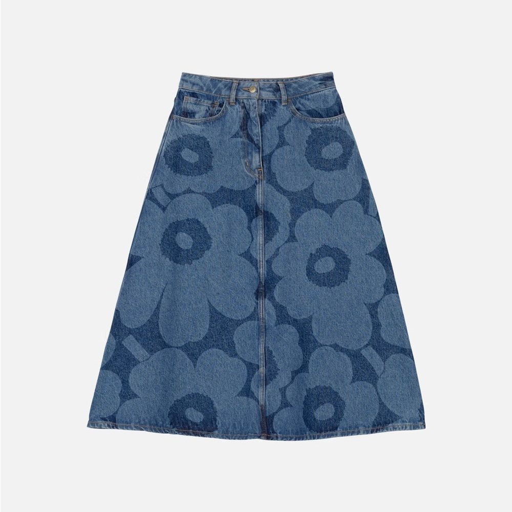 Marimekko Maridenim Suoritus Unikko Midi Skirt